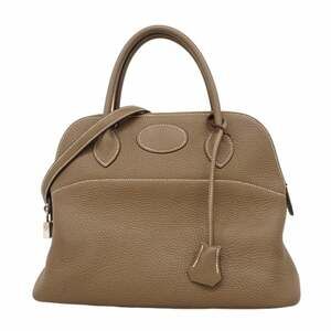 Hermes Bolide 31 handbag, Taurillon Clemence leather, Etoupe color, T stamp, ...